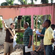 Joseph Nuzzi talks with Oscar Marcaisse an engieer from Expert Concepts, our builder. Nick Servedio is in the back on the right.